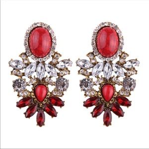 New Red Crystal Statement Earrings Royalty Jewels
